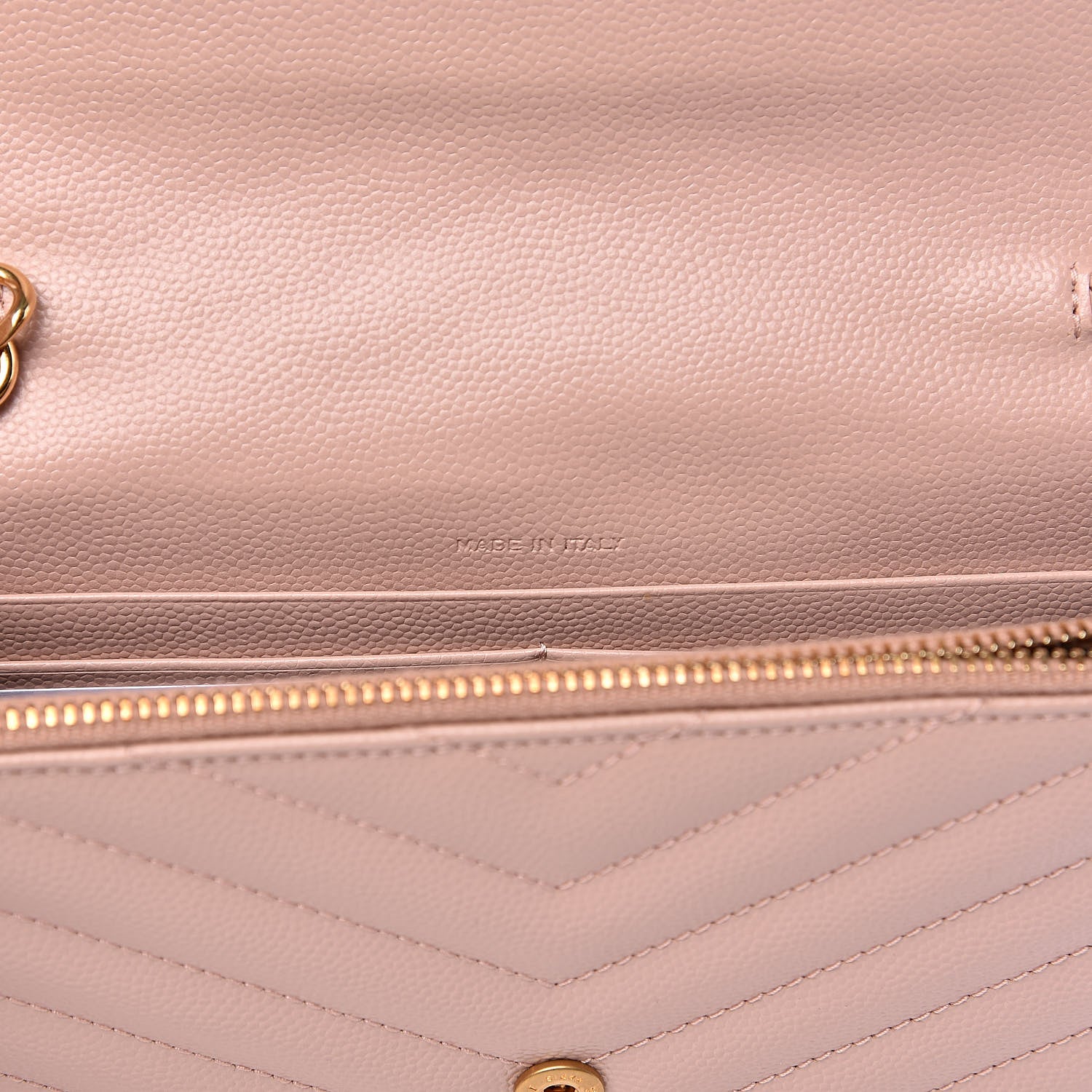 Saint Laurent Grain De Poudre Matelasse Chevron Monogram Envelope Chain Wallet Pale Pink 7 of 10