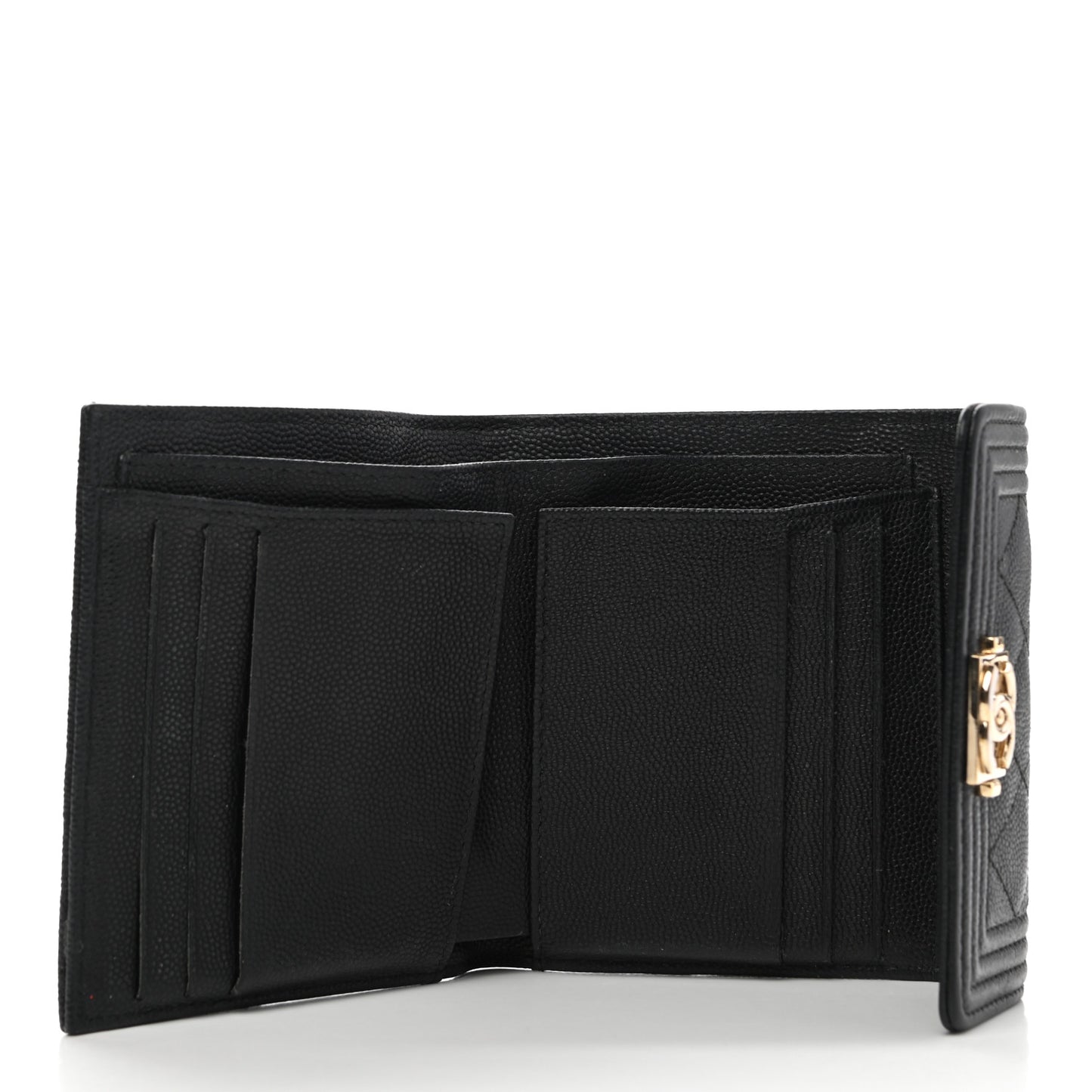 Caviar Quilted Compact Boy Wallet Black