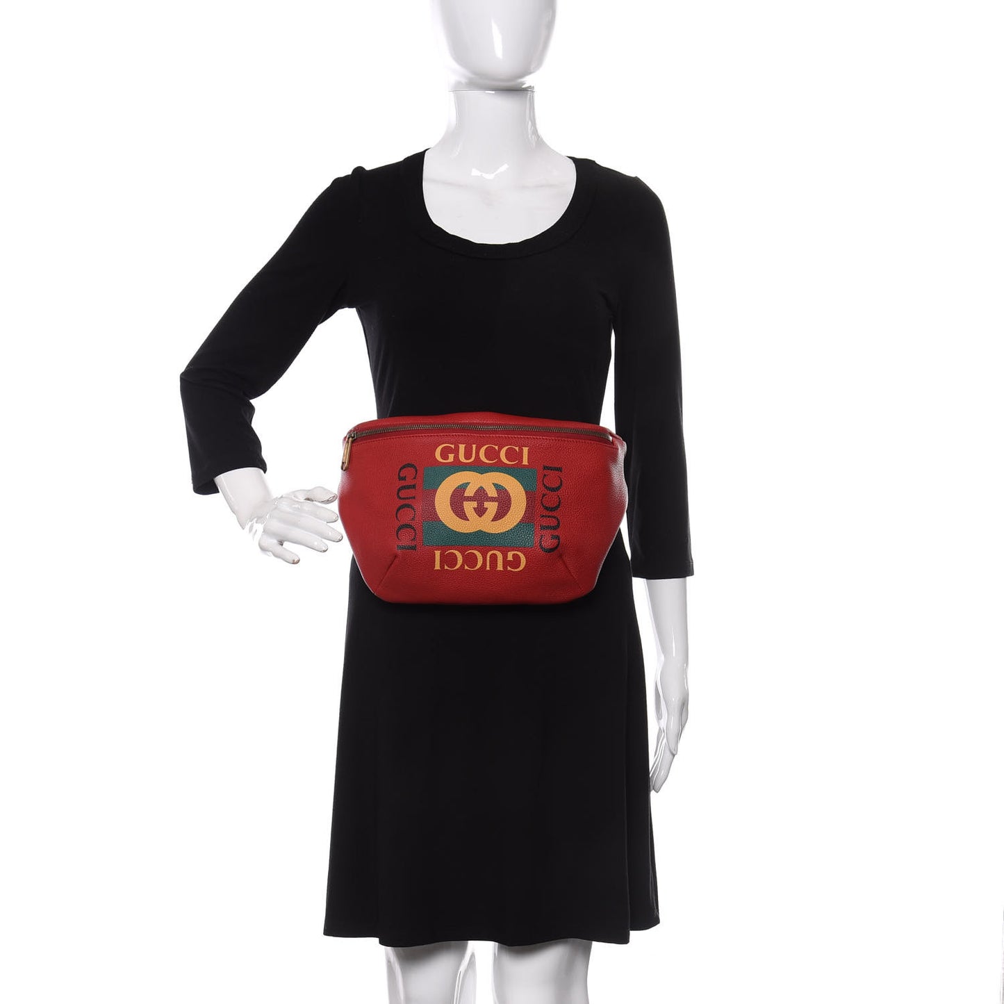 Grained Calfskin Logo Belt Bag Hibiscus Red