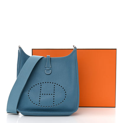 Hermes Taurillon Clemence Evelyne III PM Blue Jean 11 of 11