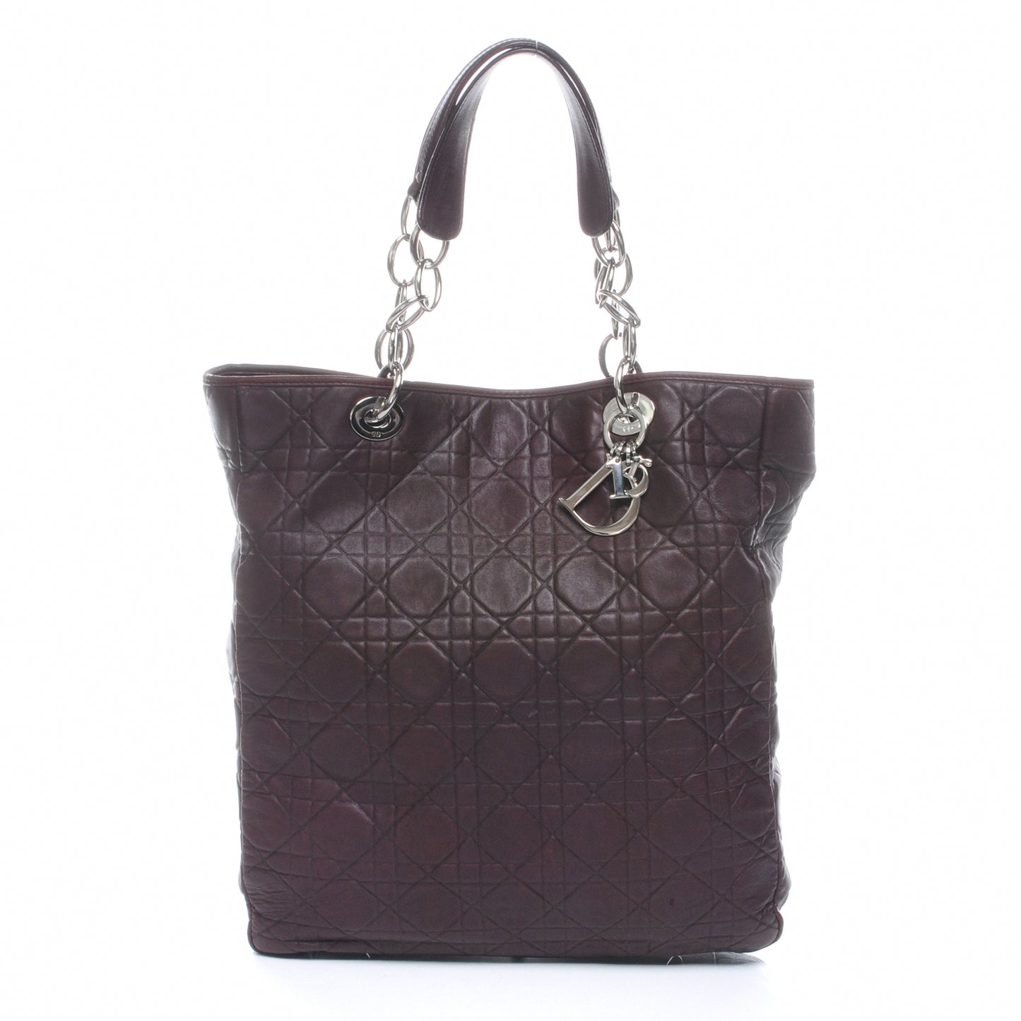 Lambskin Cannage Dior Soft Shopper Tote Burgundy