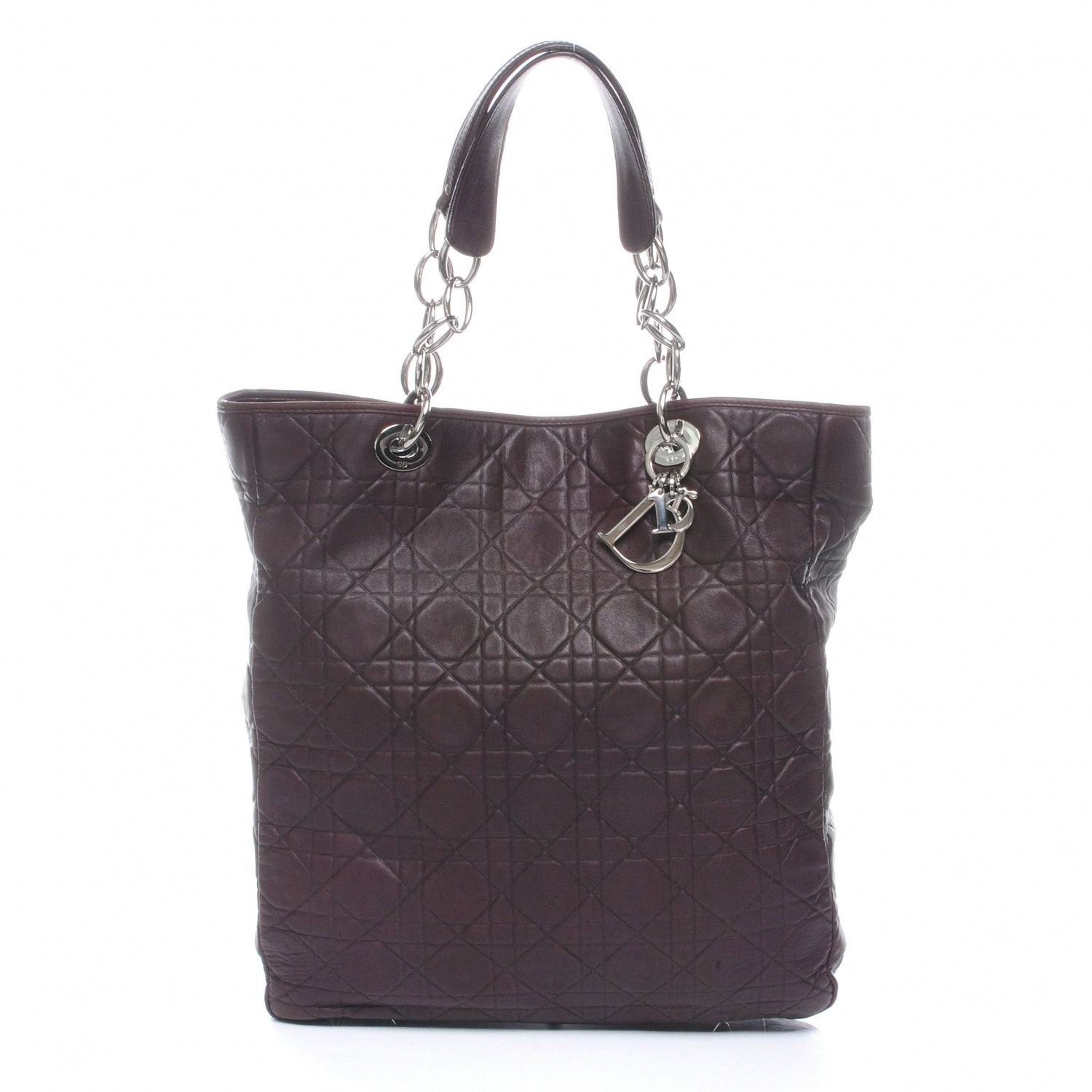 Christian Dior Lambskin Cannage Dior Soft Shopper Tote Burgundy 3 of 8