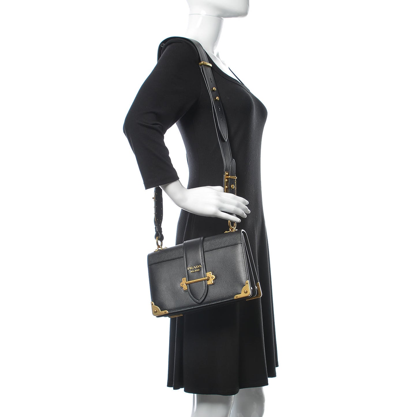 City Calf Saffiano Large Cahier Bag Black