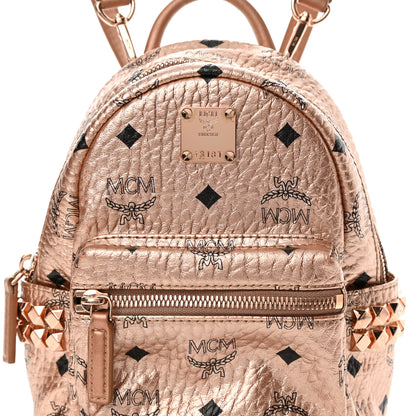 MCM Metallic Visetos Studded X-Mini Bebe Boo Backpack Champagne Gold 8 of 17