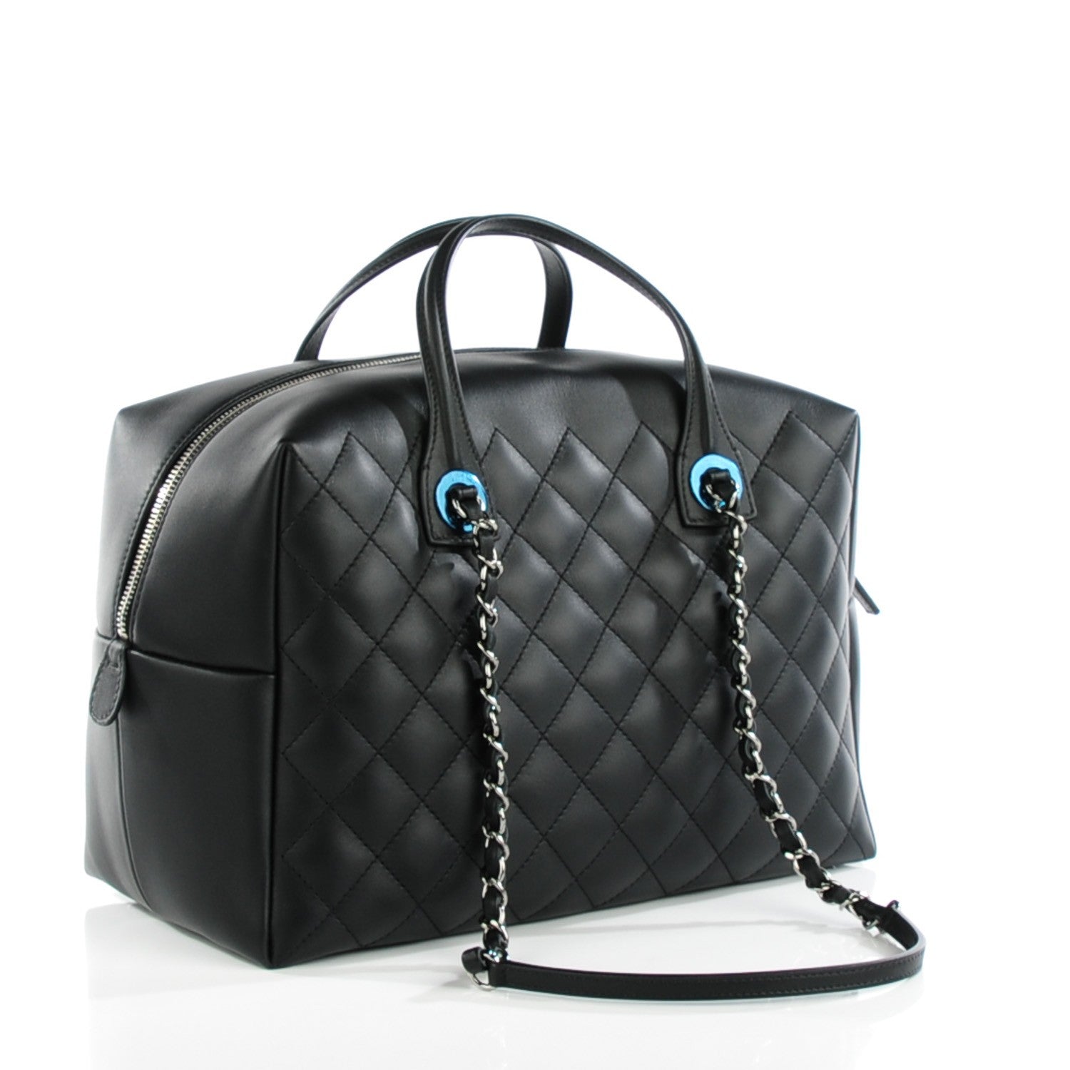 Chanel Calfskin Quilted Feather Weight Bowling Bag Black 3 of 9
