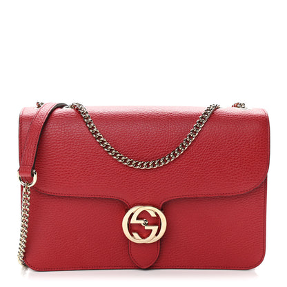 Gucci Dollar Calfskin Interlocking G Shoulder Bag Red 1 of 10