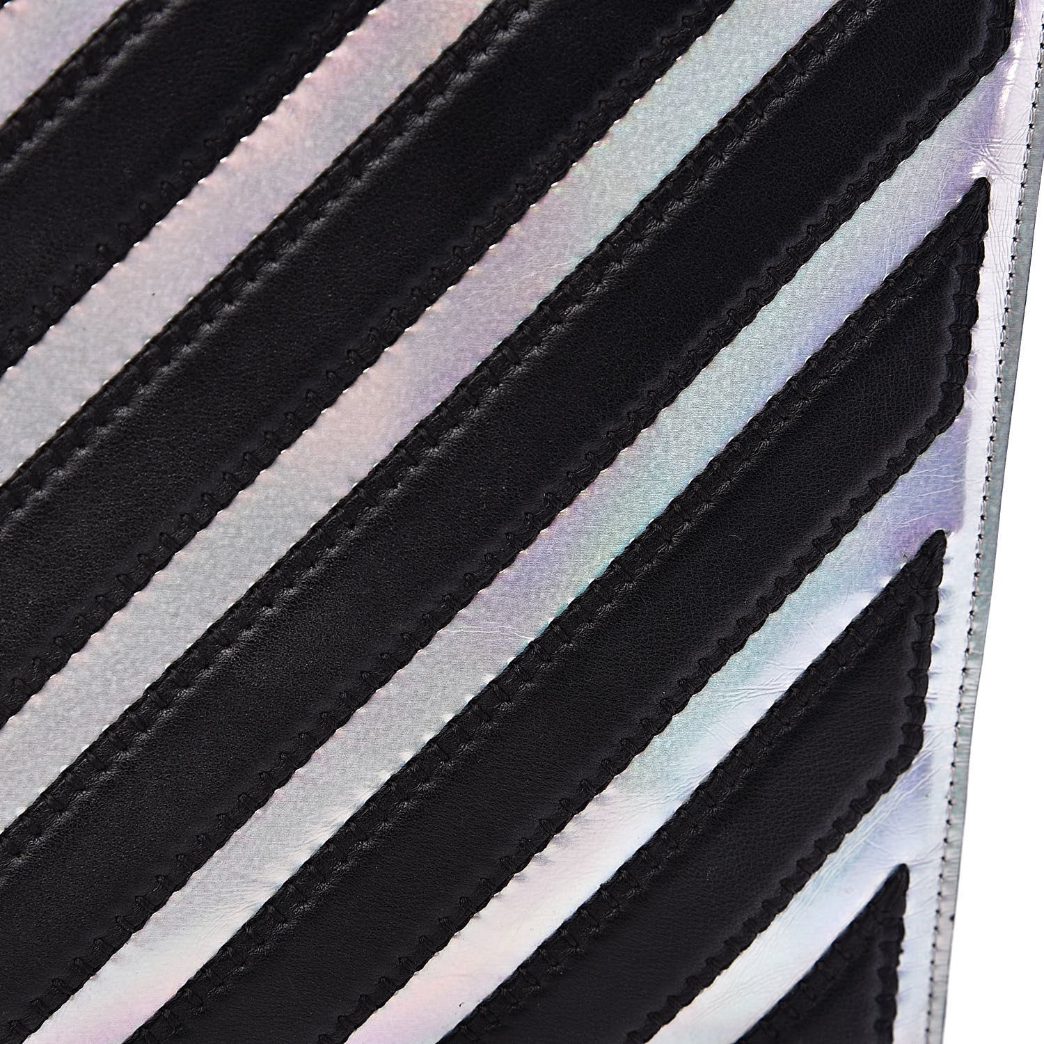 Chanel Lambskin Metallic Chevron Zip Pouch Black Silver 9 of 9