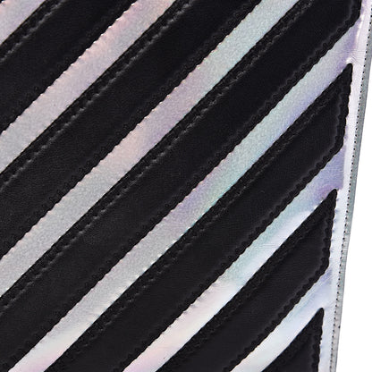Chanel Lambskin Metallic Chevron Zip Pouch Black Silver 9 of 9