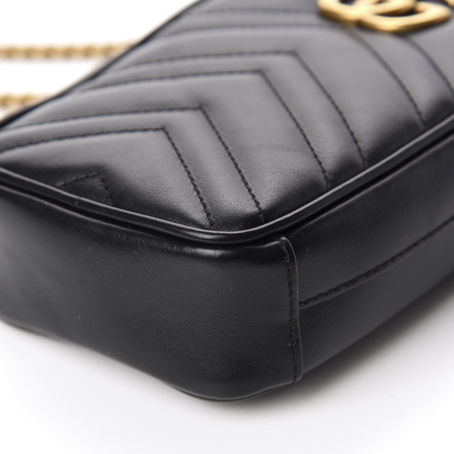 Calfskin Matelasse Mini GG Marmont Crossbody Bag Black