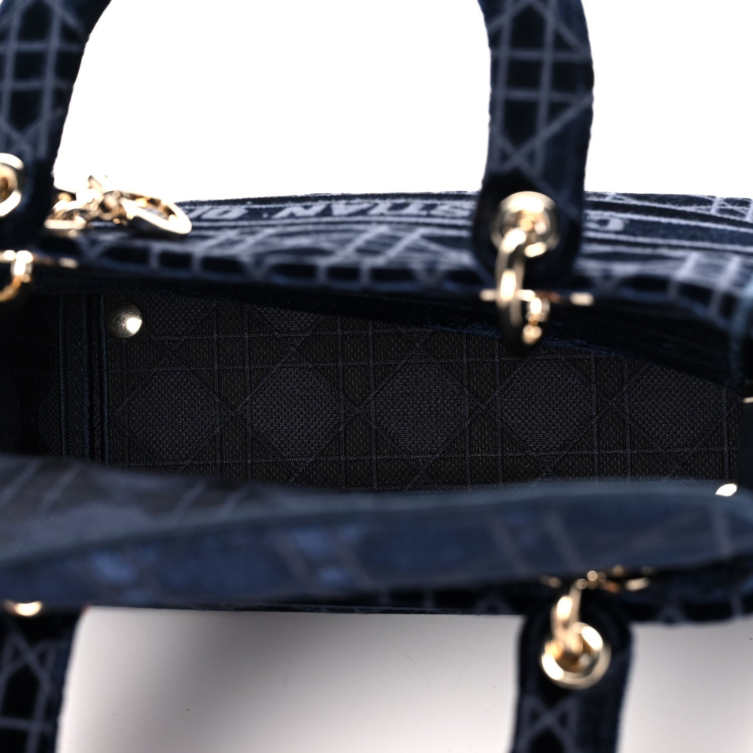 Christian Dior Velvet Cannage Medium Lady D-Lite Blue 5 of 11