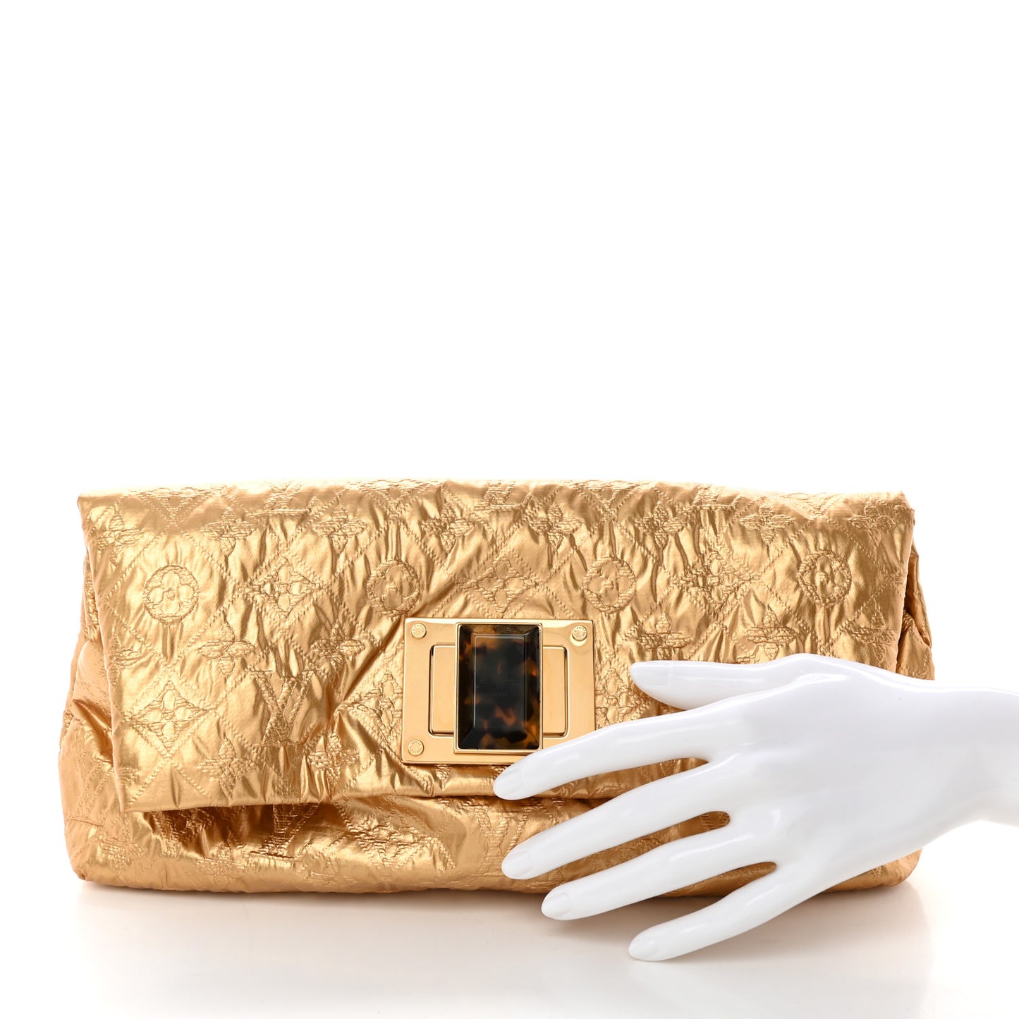 Jacquard Quilted Monogram Altair Clutch Gold
