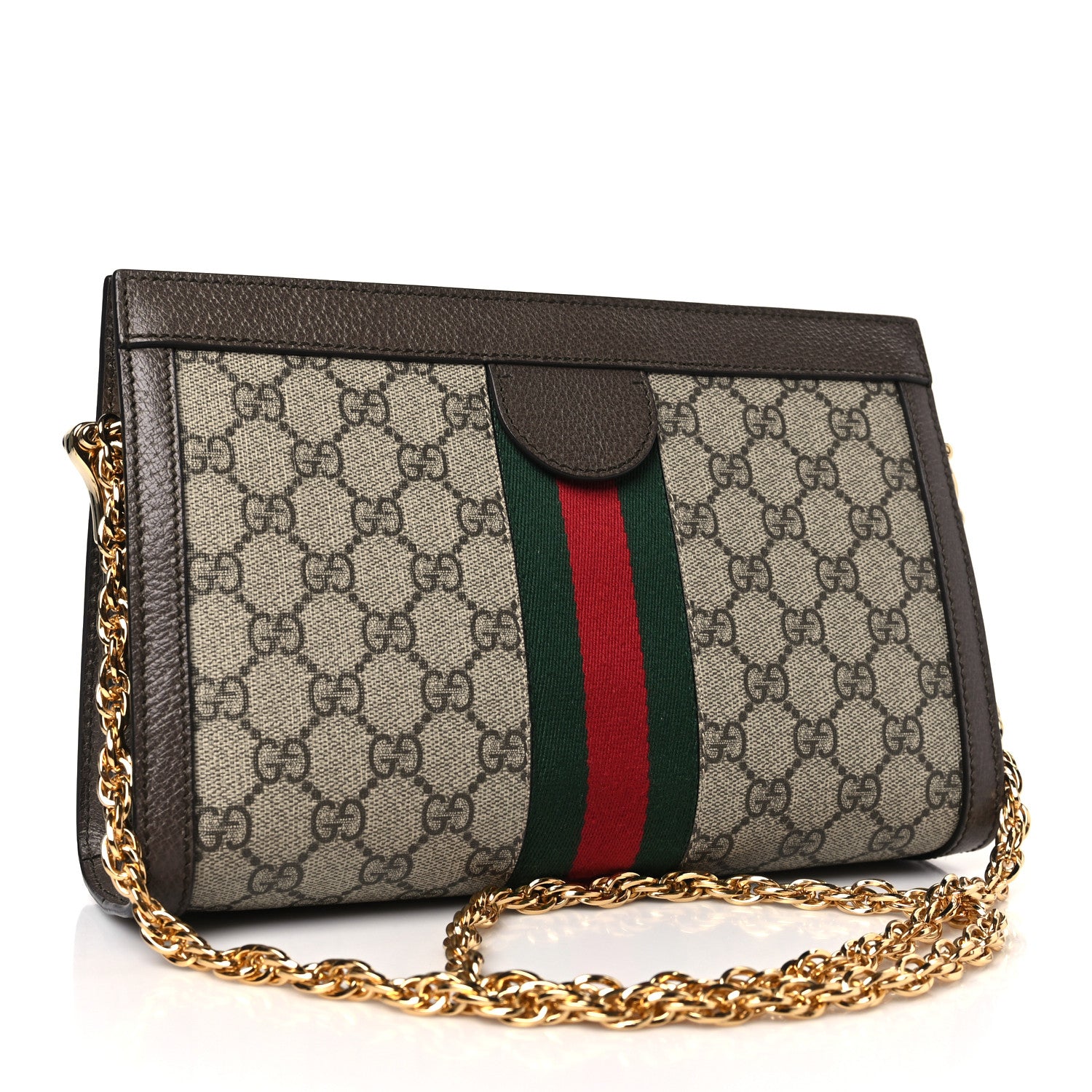 Gucci GG Supreme Monogram Web Small Ophidia Chain Shoulder Bag Brown 3 of 9