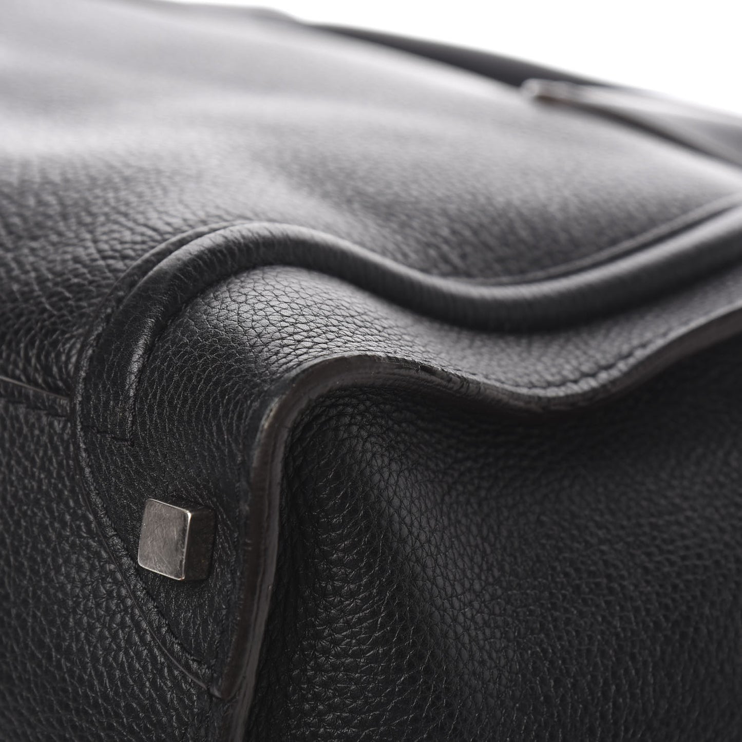Drummed Calfskin Shoulder Luggage Black