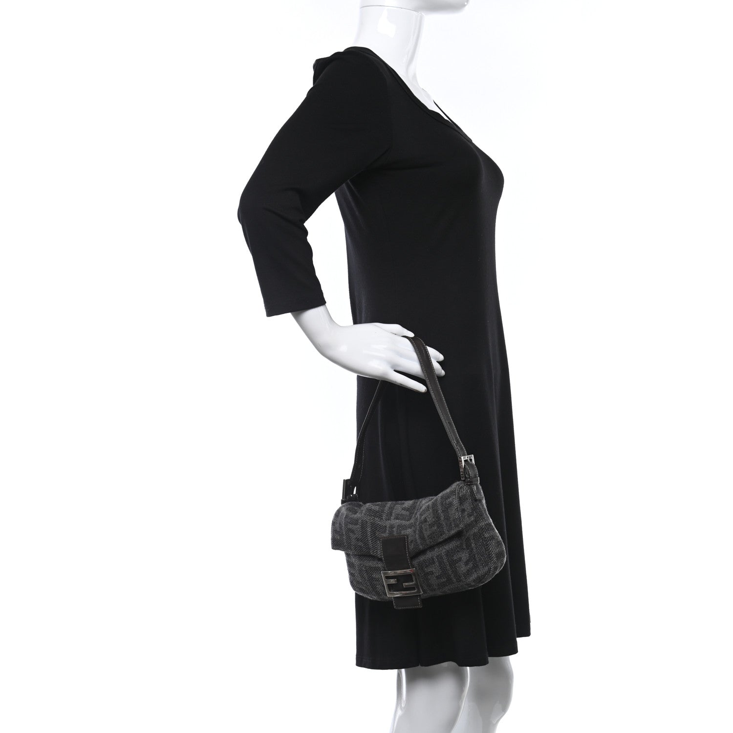 Fendi Wool Zucca Baguette Grey 2 of 10