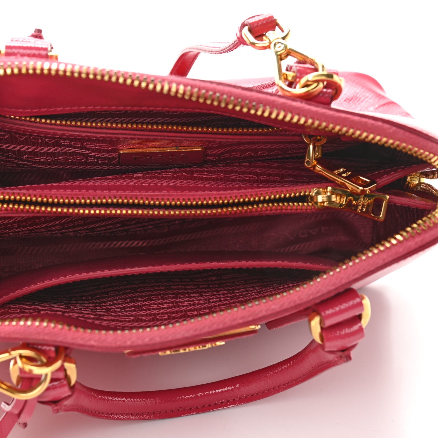 Prada Saffiano Vernice Small Promenade Tote Peonia 5 of 10
