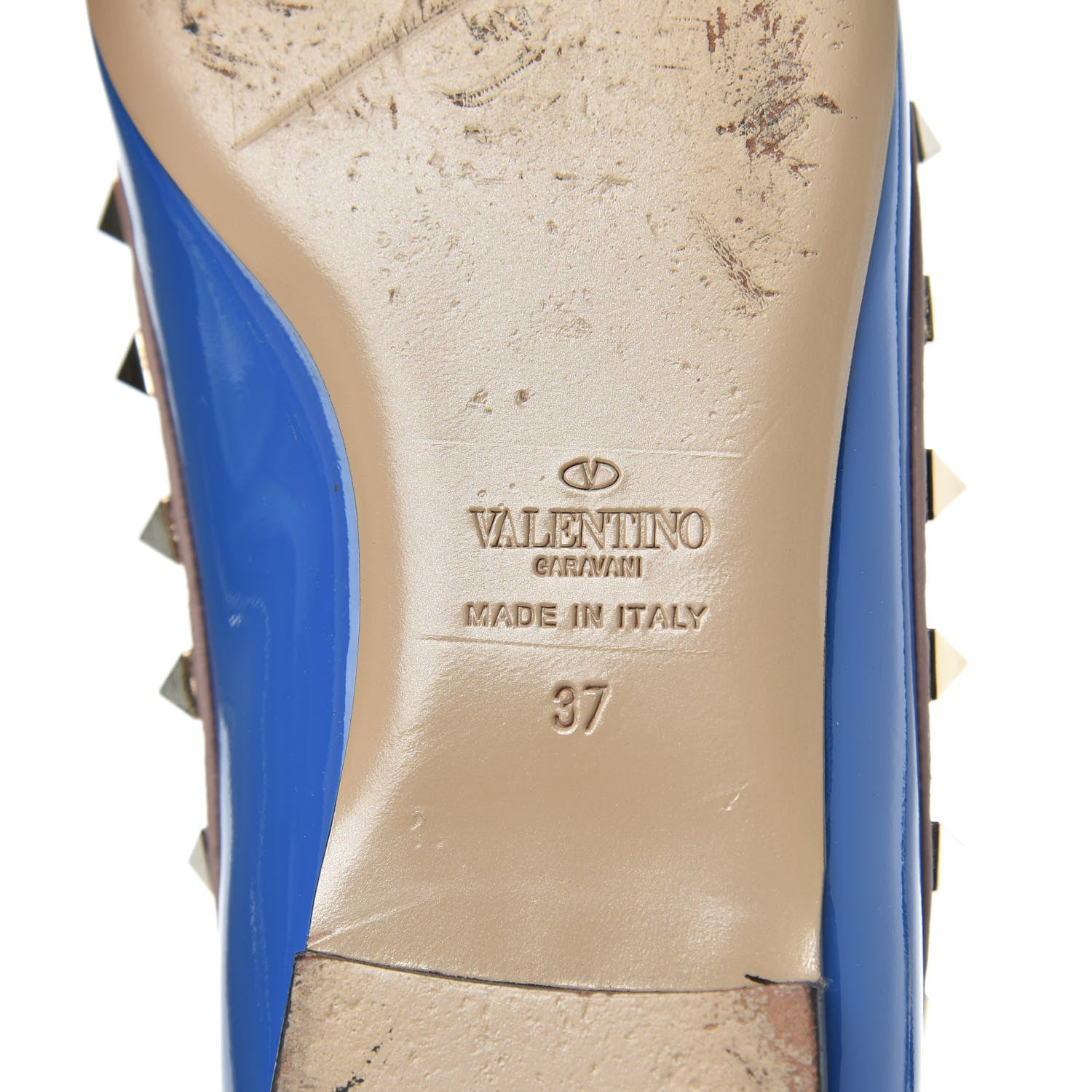 Valentino Garavani Patent Nappa Rockstud Ballerina Flats 37 Indaco Poudre 7 of 11