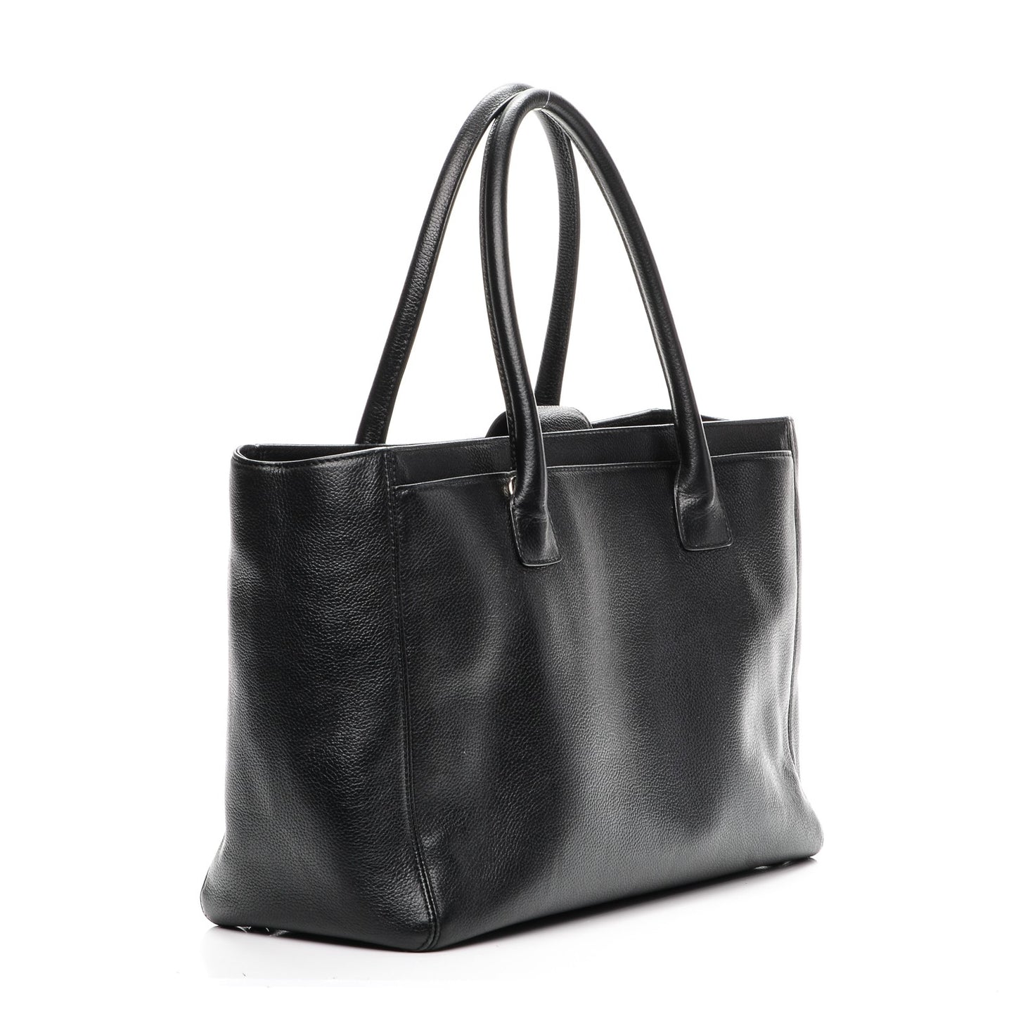 Calfskin Cerf Executive Shopper Tote Black