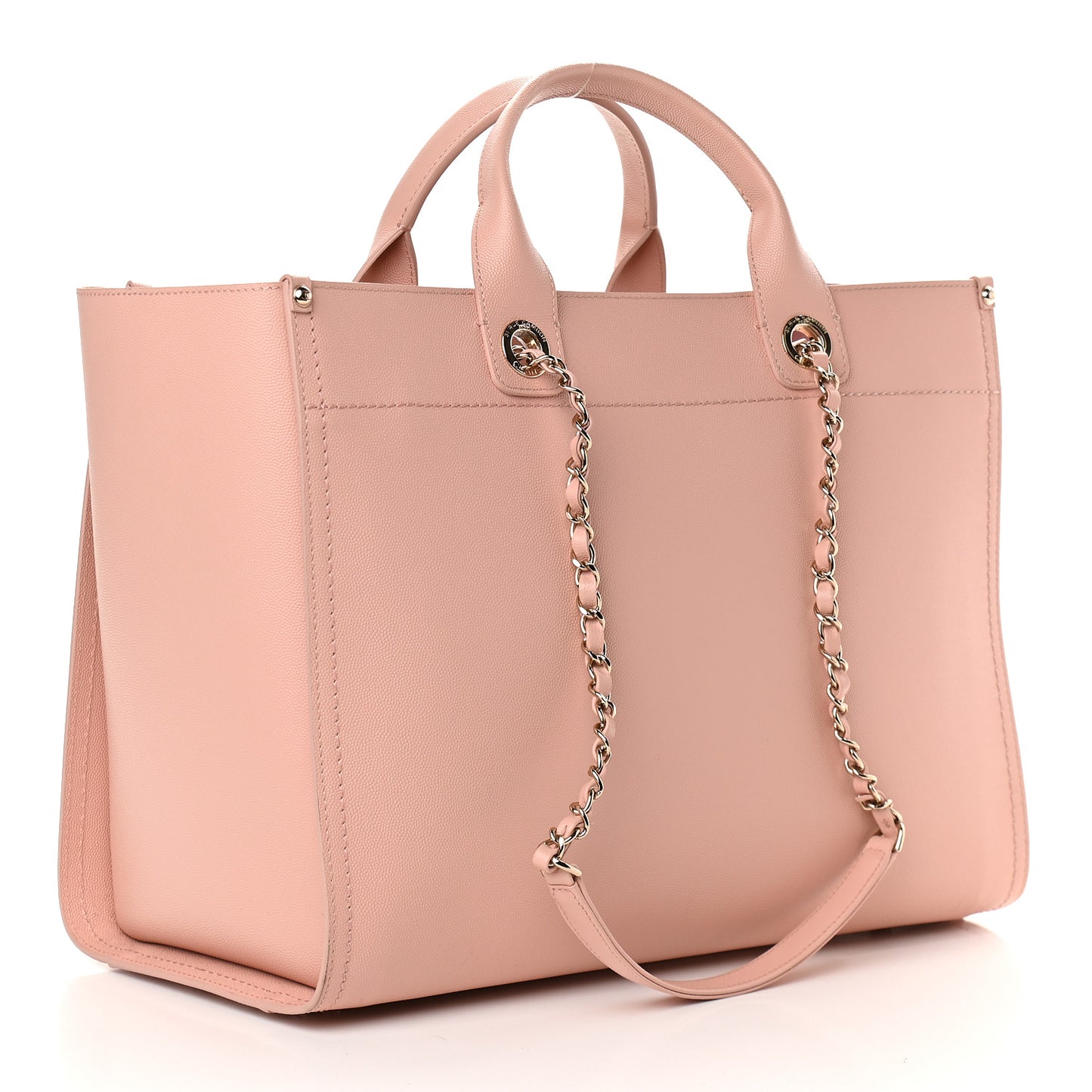 Caviar Medium Studded Deauville Tote Light Pink
