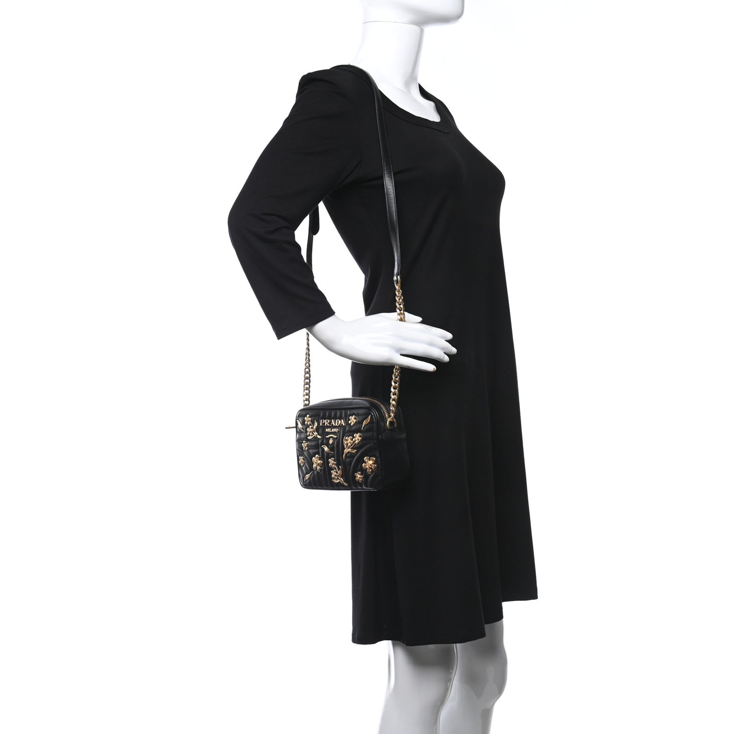 Soft Calfskin Floral Diagramme Bag Black