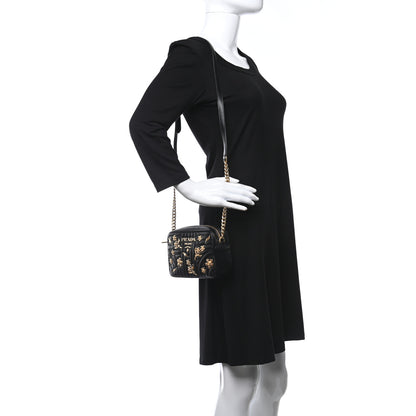 Prada Soft Calfskin Floral Diagramme Bag Black 2 of 12