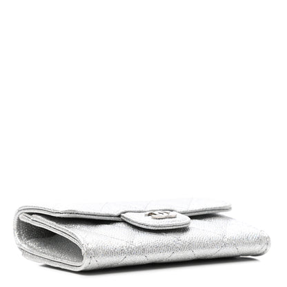 Chanel Glittered Metallic Caviar Quilted Flap Card Holder Wallet Silver 4 of 8