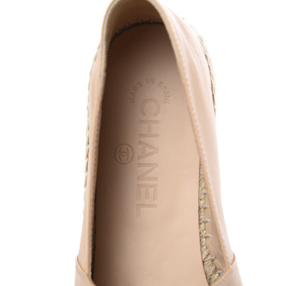 Chanel Lambskin CC Espadrilles 37 Beige Black 8 of 10