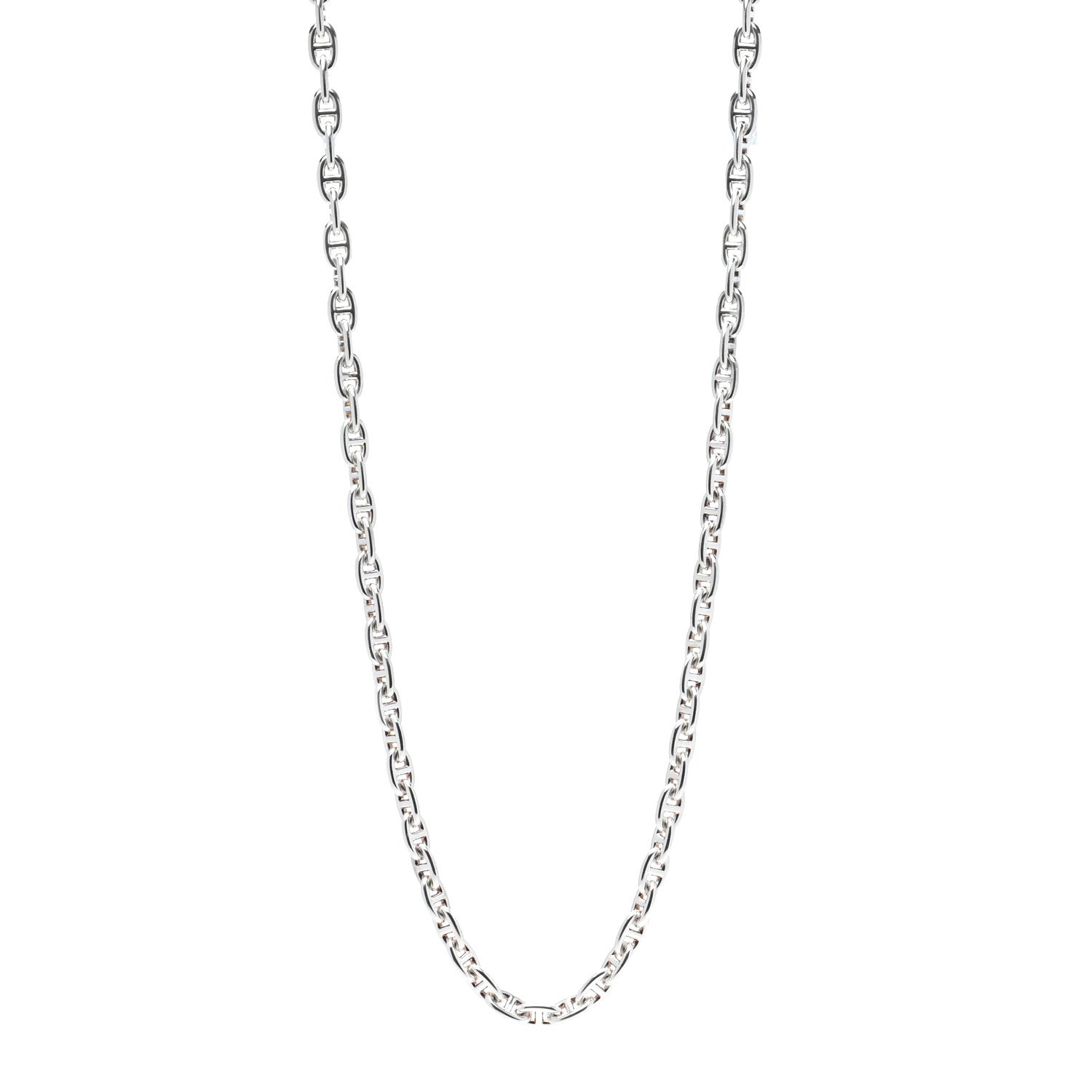 Hermes Sterling Silver Chaine d'Ancre Enchainee Long Necklace 1 of 4
