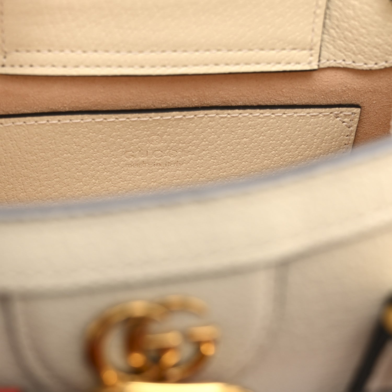 Gucci Textured Dollar Calfskin Web Mini Diana Tote Bag Mystic White 6 of 11