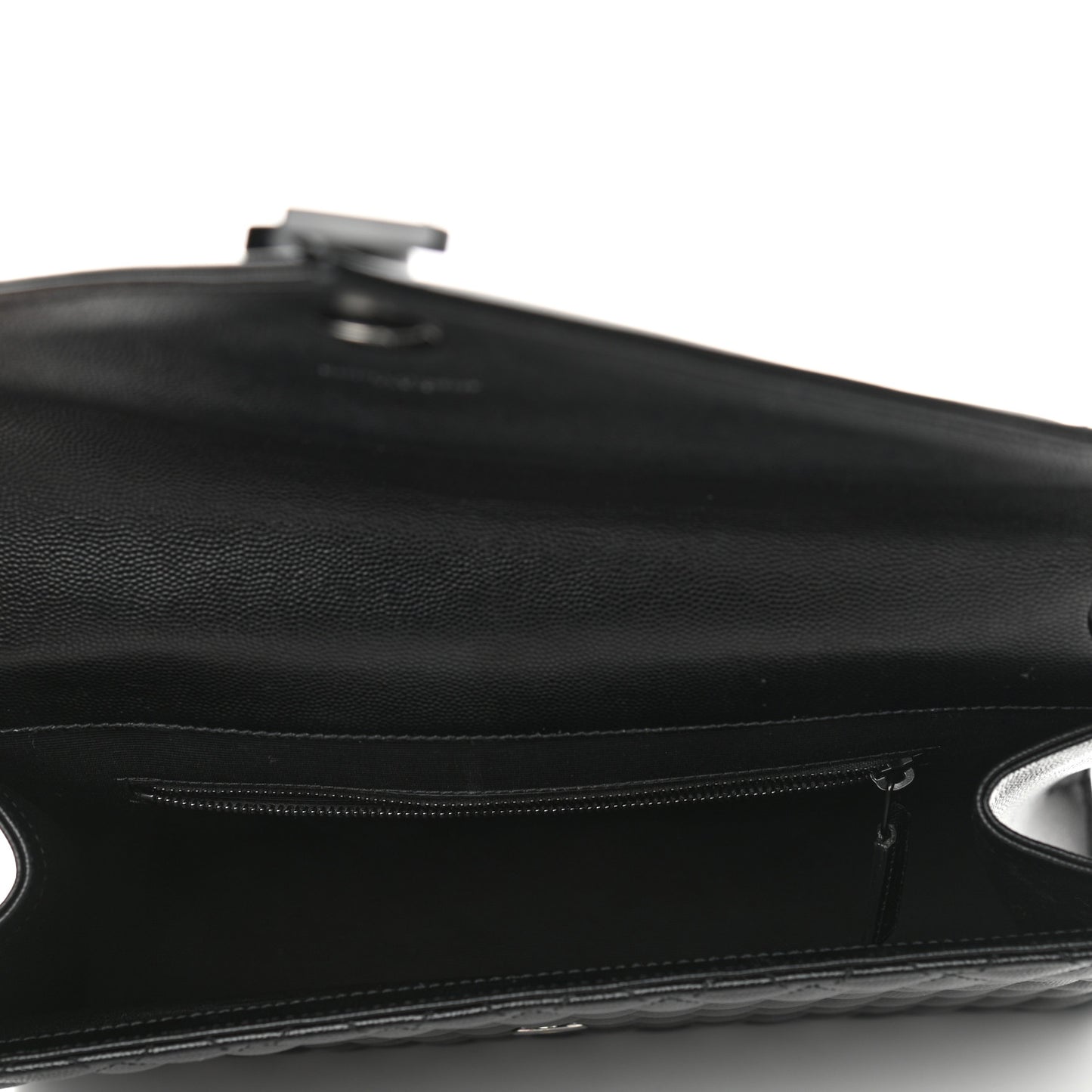 Grain De Poudre Textured Mixed Matelasse Large Triquilt Monogram Monochrome Satchel Black