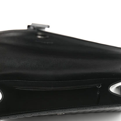 Saint Laurent Grain De Poudre Textured Mixed Matelasse Large Triquilt Monogram Monochrome Satchel Black 5 of 9