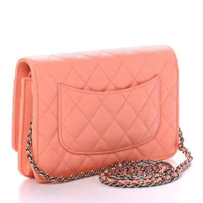 Chanel Caviar Quilted Wallet on Chain WOC Coral 2 of 4