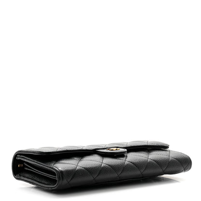 Chanel Caviar Quilted Large Gusset Flap Wallet Black 3 of 11
