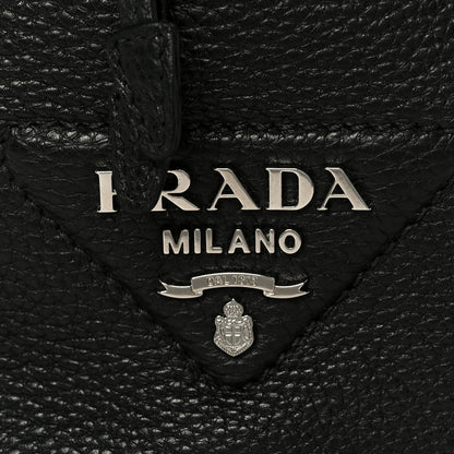 Prada Vitello Daino Soft Drawstring Bucket Bag Black 9 of 11