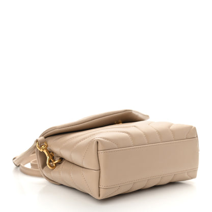 Saint Laurent Calfskin Y Quilted Monogram Toy Loulou Crossbody Bag Dark Beige 3 of 8