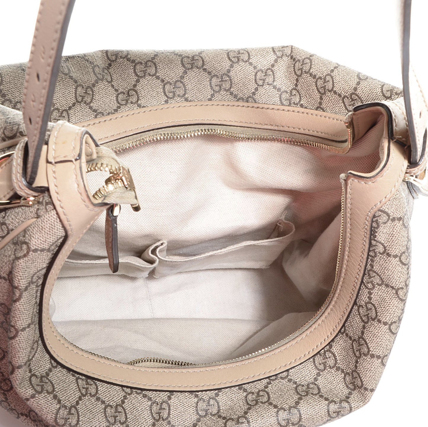 GG Supreme Monogram Medium Nice Hobo Beige