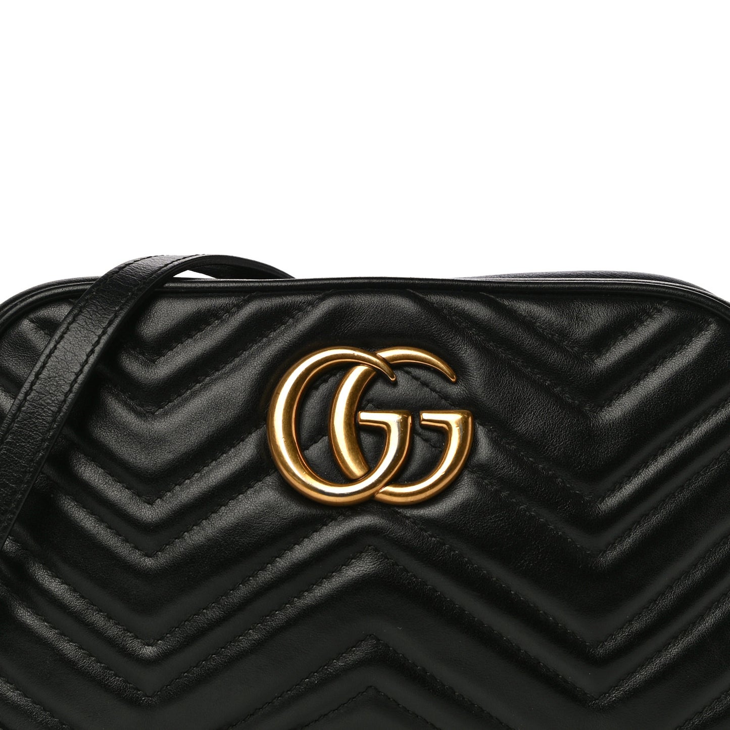 Calfskin Matelasse Small GG Marmont Chain Shoulder Bag Black