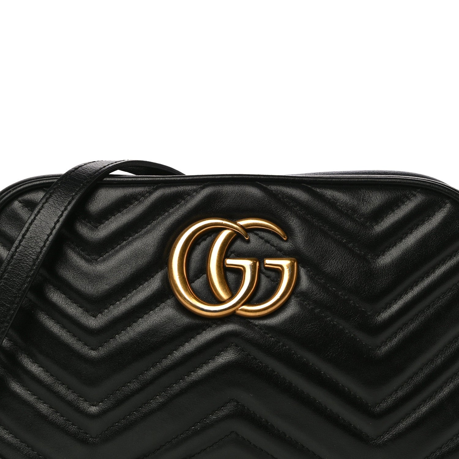 Gucci Calfskin Matelasse Small GG Marmont Chain Shoulder Bag Black 9 of 17