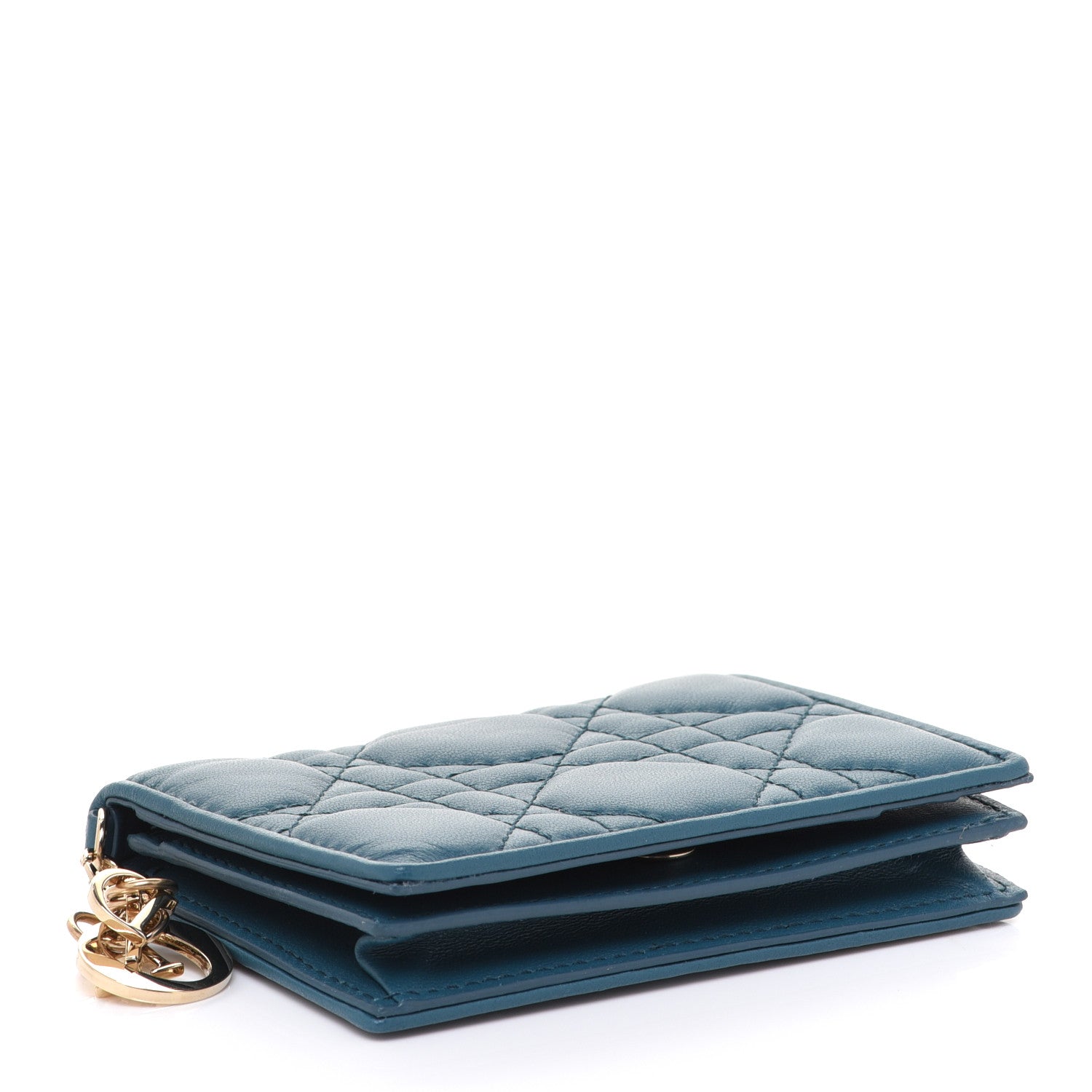 Christian Dior Lambskin Cannage Small Lady Dior Flap Card Holder Deep Ocean 4 of 9