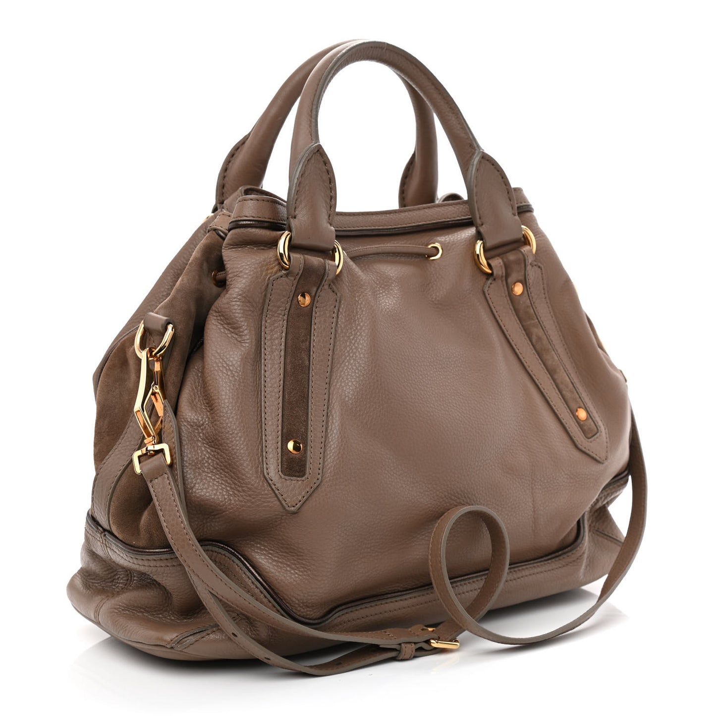 Calfskin Suede Earlsburn Mixed Media Tote Mole Grey