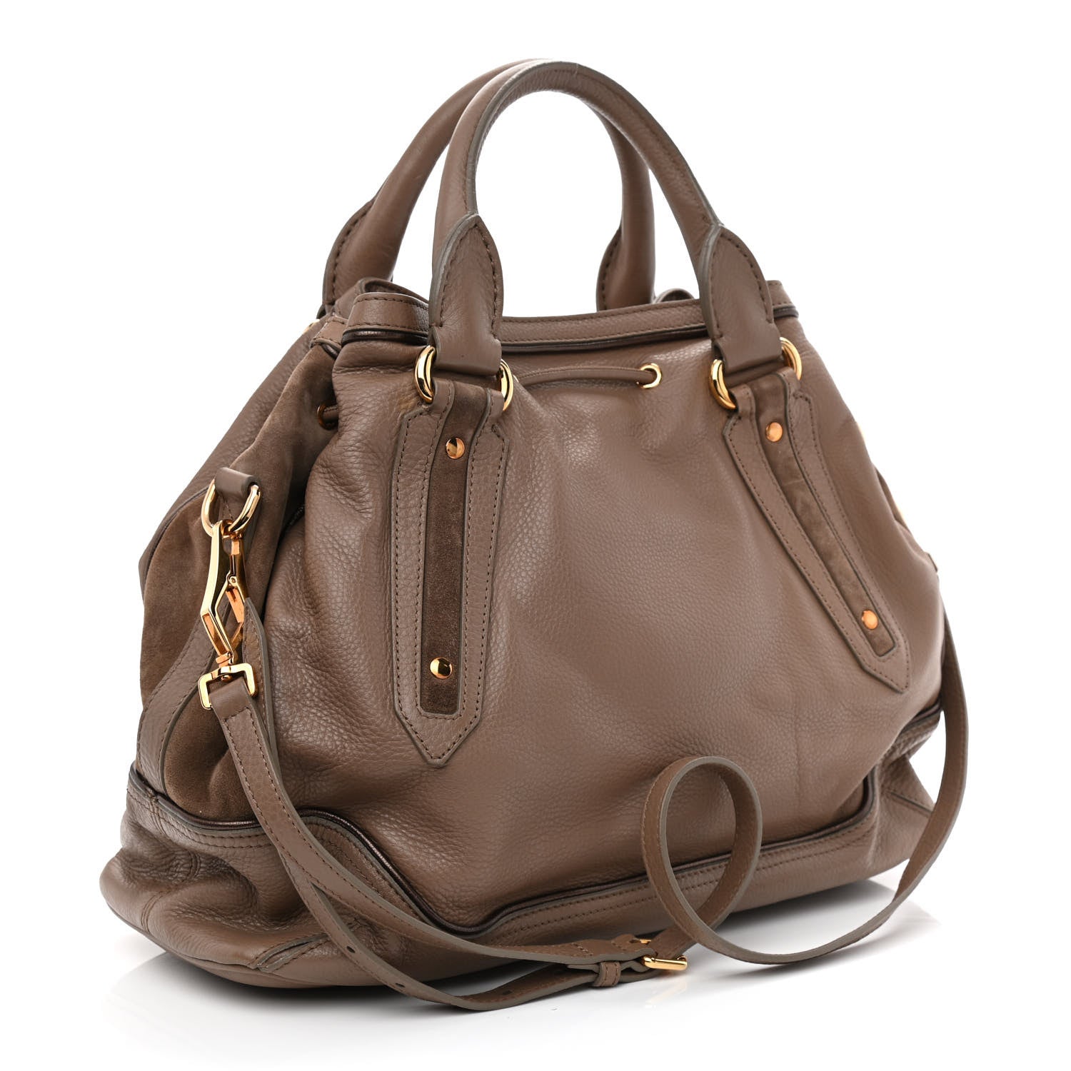 Burberry Calfskin Suede Earlsburn Mixed Media Tote Mole Grey 3 of 14