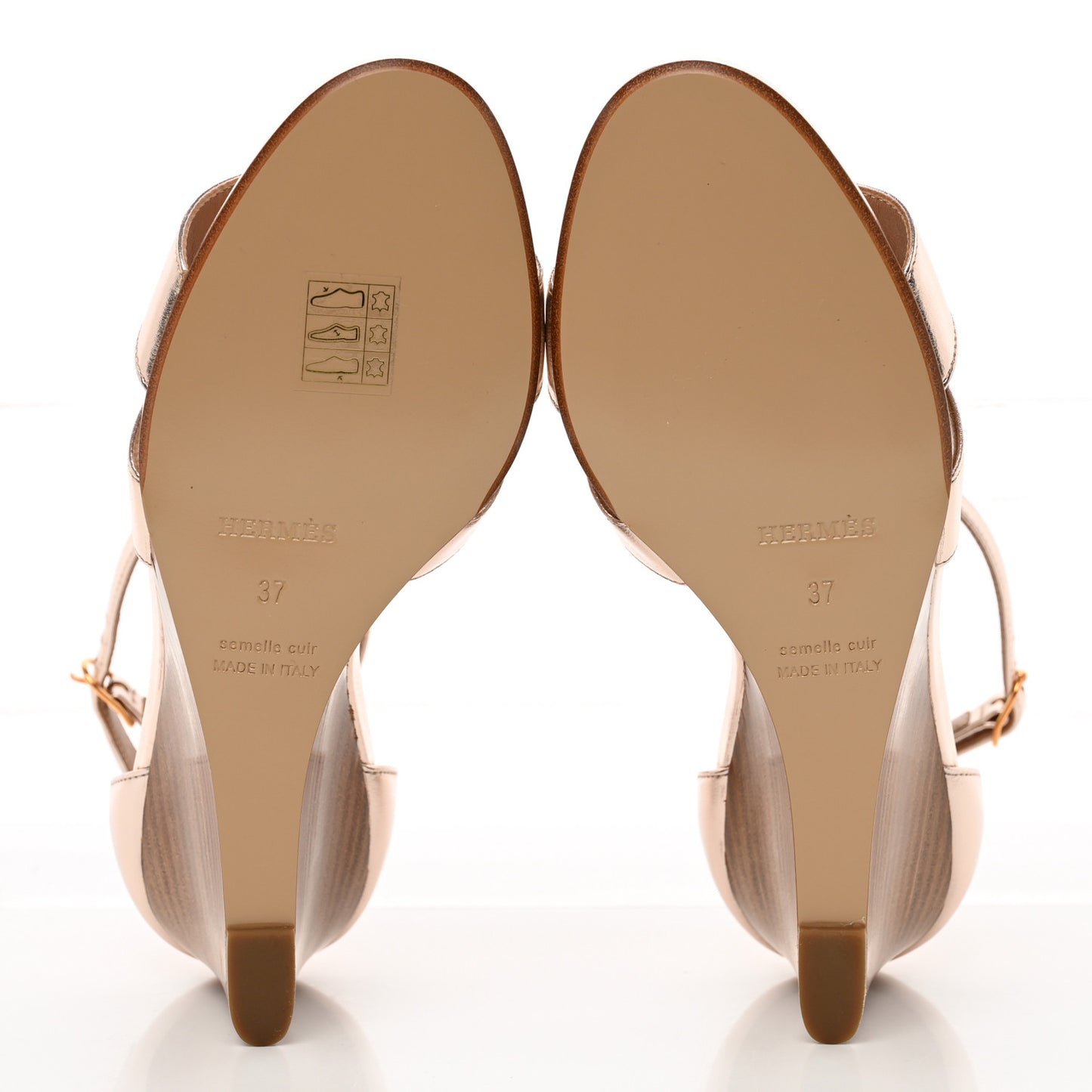 Metallic Nappa Legend Wedge Sandals 37 Rose Dore