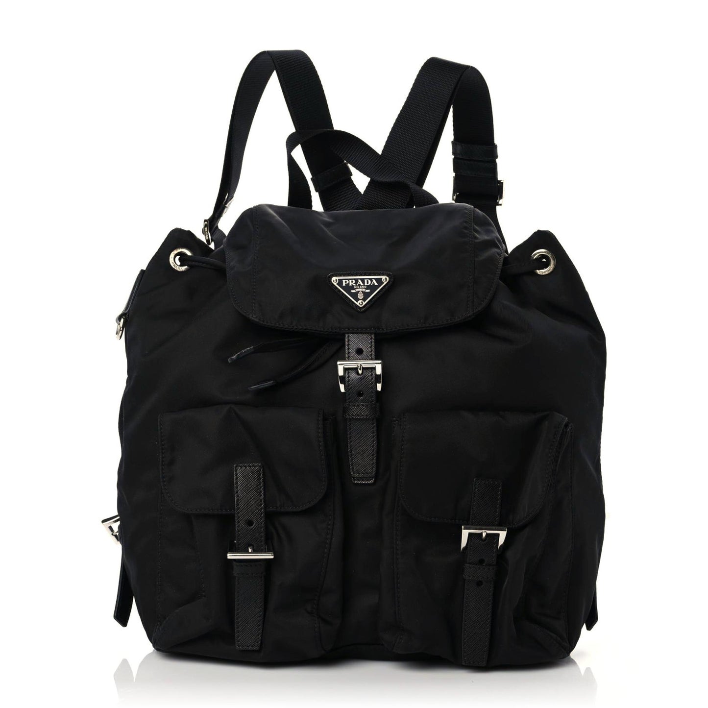 Tessuto Nylon Saffiano Medium Backpack Black