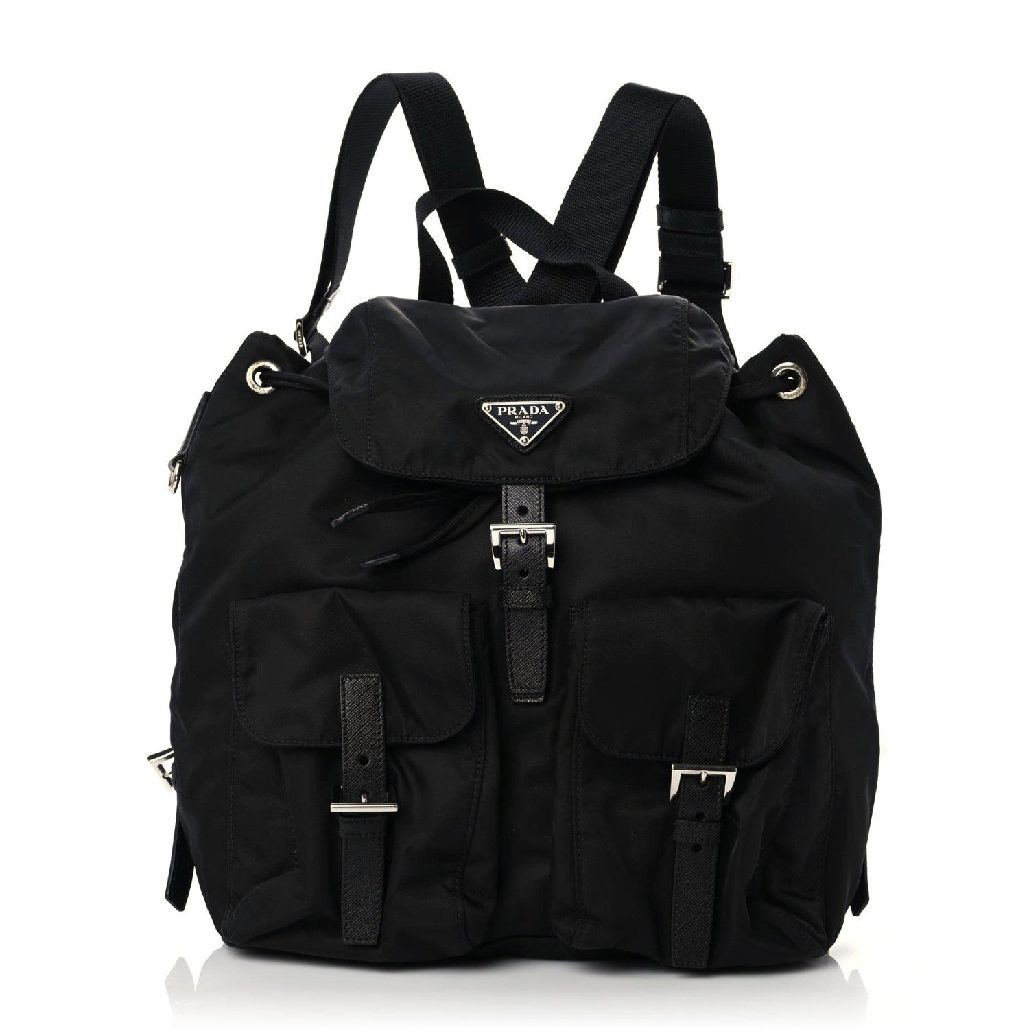Prada Tessuto Nylon Saffiano Medium Backpack Black 1 of 9