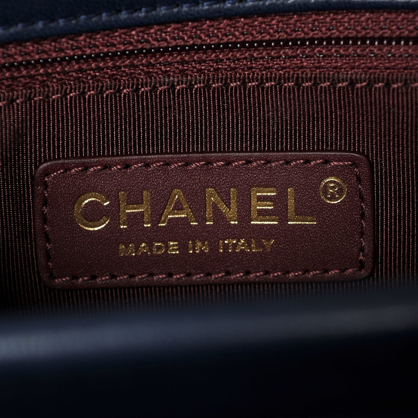 Lambskin Quilted Gold Metal Lock Flap Navy