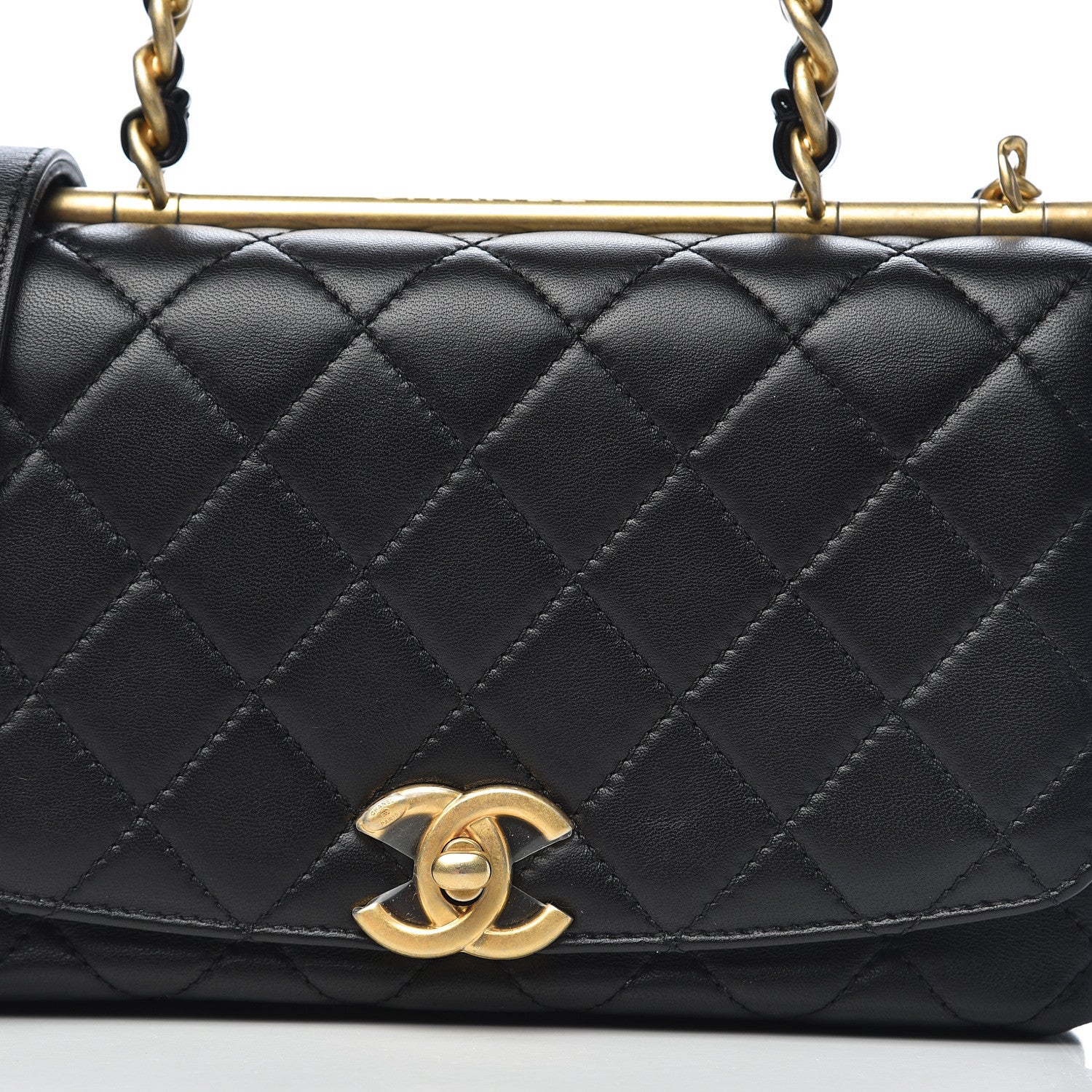 Chanel Lambskin Quilted La Parisienne Top Handle Flap Black 11 of 12