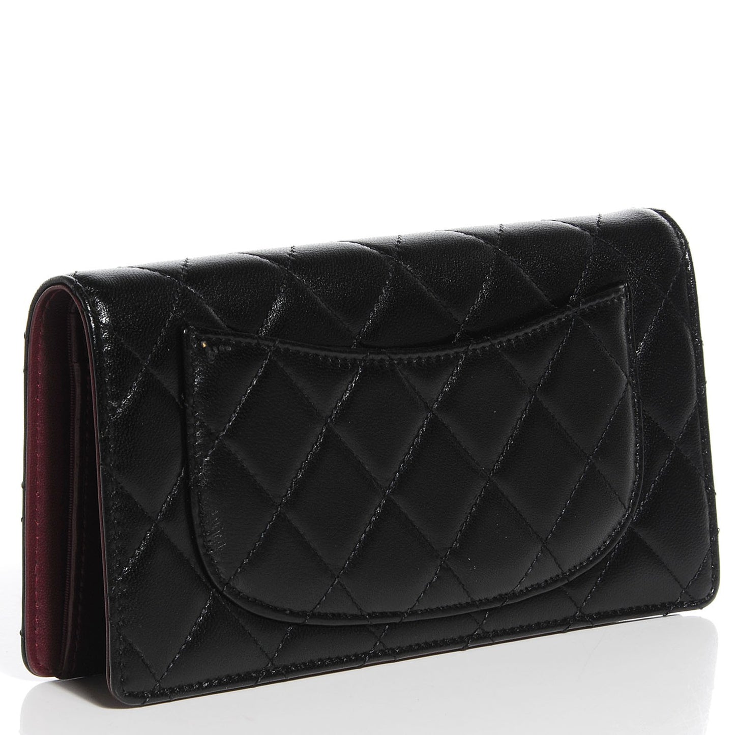 Lambskin Quilted Yen Wallet Black