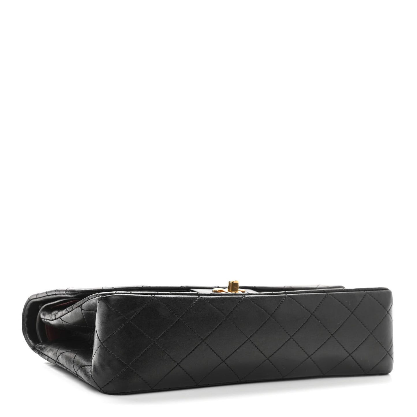 Lambskin Quilted Medium Double Flap Black