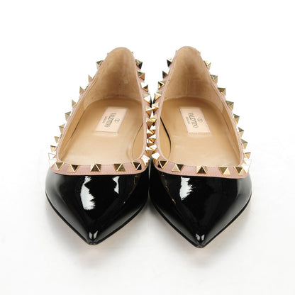 Valentino Garavani Patent Nappa Rockstud Ballerina Flats 36.5 Black Poudre 2 of 7