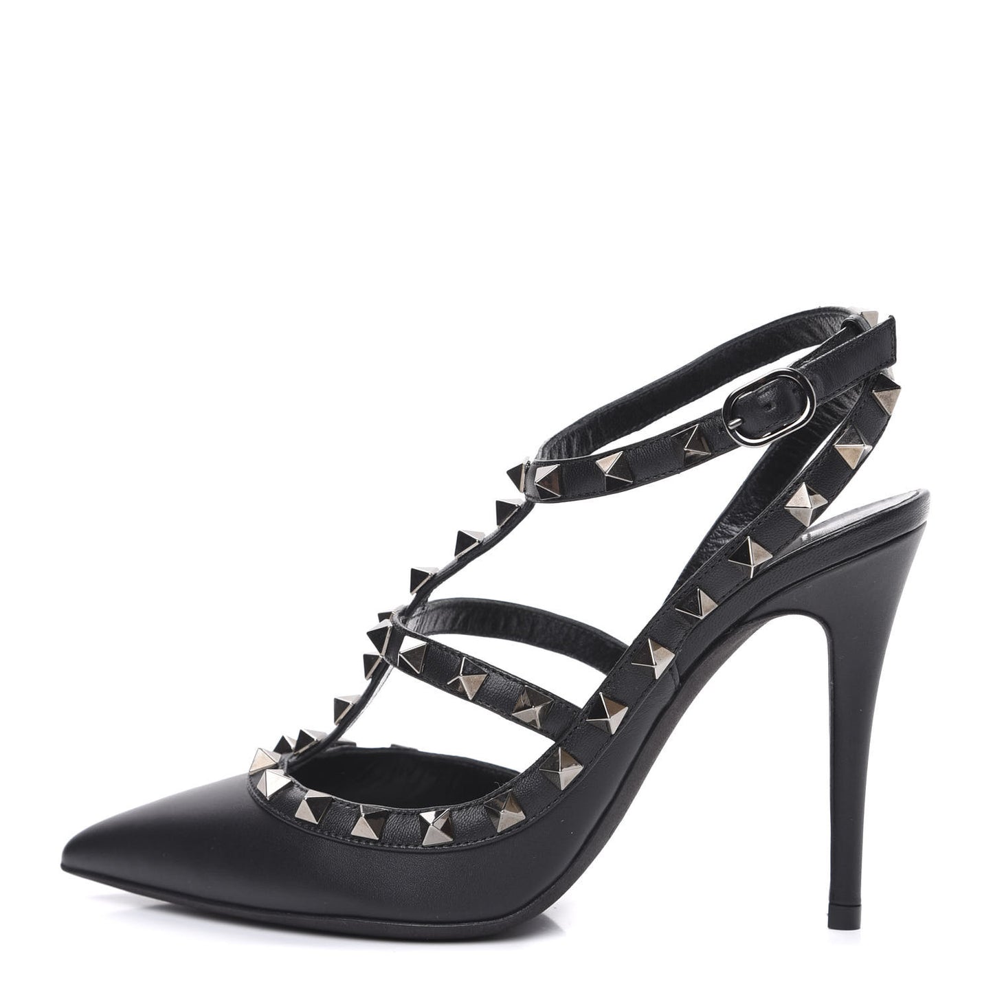 Nappa Rockstud Ankle Strap Pumps 36.5 Black