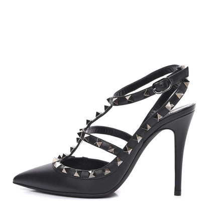 Valentino Garavani Nappa Rockstud Ankle Strap Pumps 36.5 Black 1 of 10